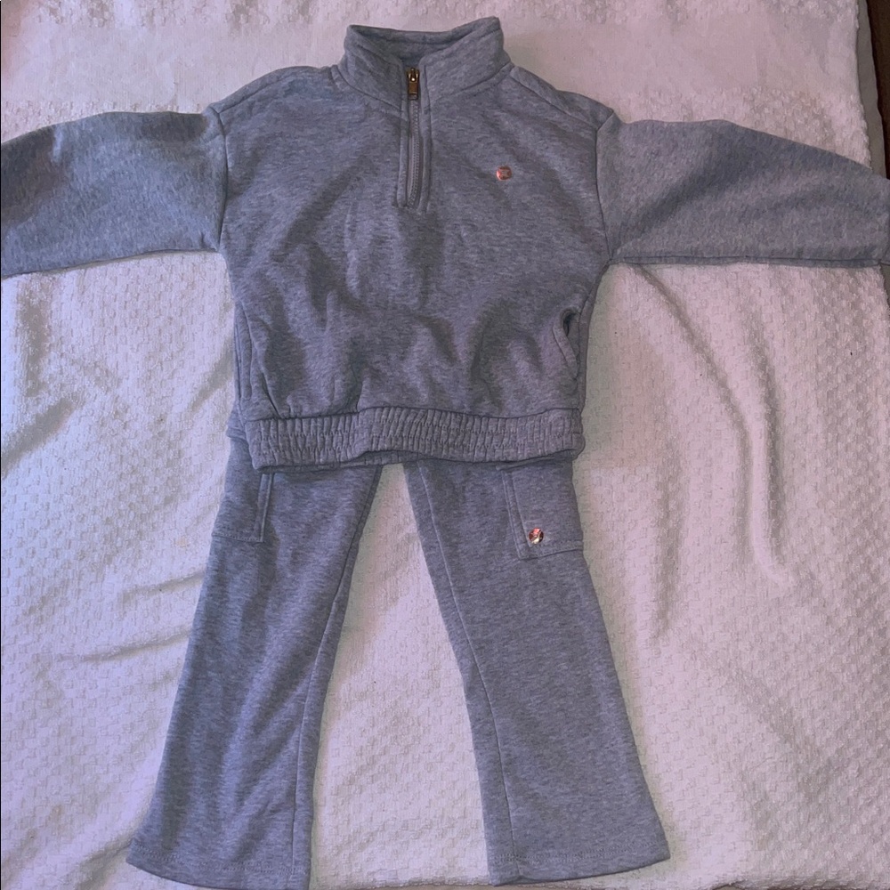 Gray Quarter-Zip Sweatshirt and Pants Set
